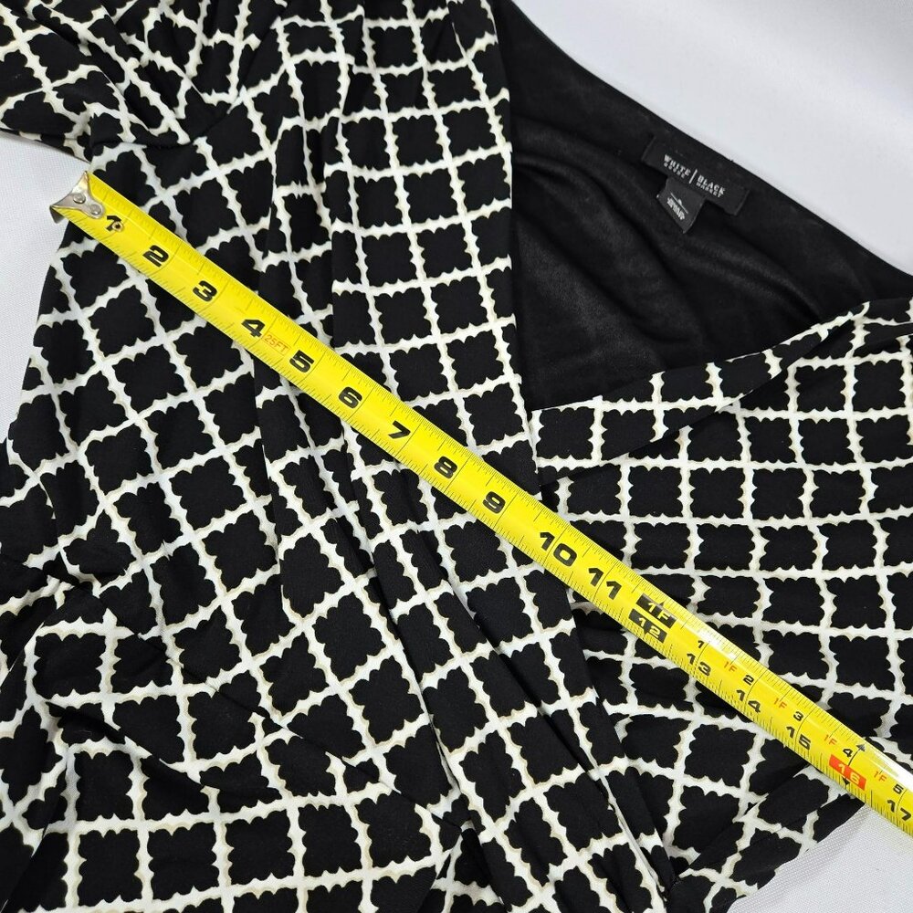 White House Black Market Geometric Faux Wrap Dress Sz 8 Belted Stretch Lined - Picture 5 of 11